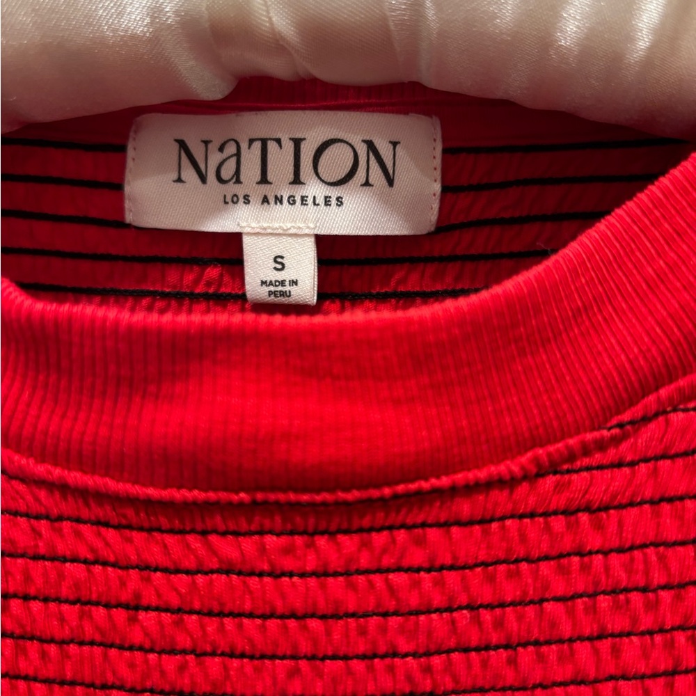 Nation Los Angeles Red Striped Top Size Small